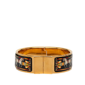Pre-Loved Hermes Wide Enamel Equestrian Loquet Bracelet GM